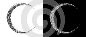 Modern abstract background. Halftone dots in circle form. Spiral logo, icon or design element. Black dots on a white background