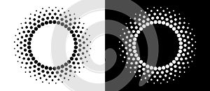 Modern abstract background. Halftone dots in circle form. Spiral logo, icon or design element. Black dots on a white background