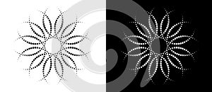 Modern abstract background. Halftone dots like flower. Can be used as logo, icon or design element. Black dots on a white