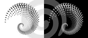 Modern abstract background. Halftone POUND sign in circle form. Round logo. Design element or icon. Black shape on a white