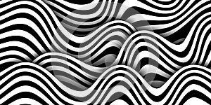 Modern abstract background with wave lines. Black and white curved stripes layer background. Vector