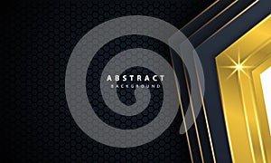 Modern Abstract black background with gold shape pattern. Elegant dark color with textured light shapes