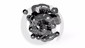 Modern abstract black metaballs on white background Fluid art drops of oil in a single bowl 3d
