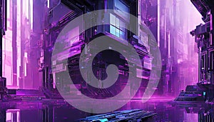 modern abstract city in purple colors