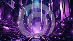 modern abstract city in purple colors