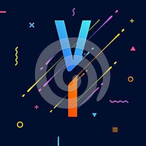 Modern abstract colorful alphabet with minimal design. Letter Y. Abstract background with cool bright geometric elements
