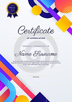 Modern abstract with colorful element certificate design template. Can be used for business card, diploma, invitation, award,