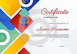 Modern abstract with colorful element certificate design template. Can be used for business card, diploma, invitation, award,