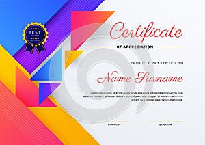 Modern abstract with colorful element certificate design template. Can be used for business card, diploma, invitation, award,