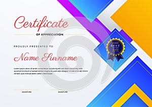 Modern abstract with colorful element certificate design template. Can be used for business card, diploma, invitation, award,