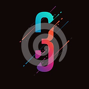 Modern abstract colorful number. Dynamic liquid ink splashes number. Vector design element for your art. Number 3