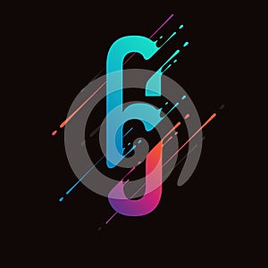 Modern abstract colorful number. Dynamic liquid ink splashes number. Vector design element for your art. Number 6