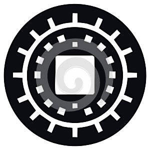 Modern abstract computing chip or gear symbol for digital technology and data processing