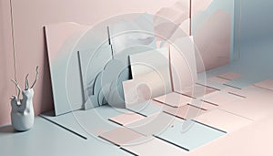 Modern abstract design for a clean and bright home office generated by AI