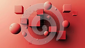 Abstract geometric digital network in red tones photo