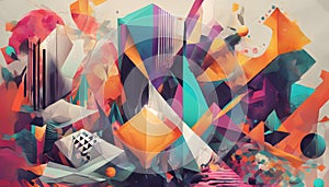 Modern Abstract: Dynamic Geometric Art, Generative AI photo