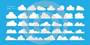 Modern abstract flat cloud logo design set. Digital cloud design template bundle