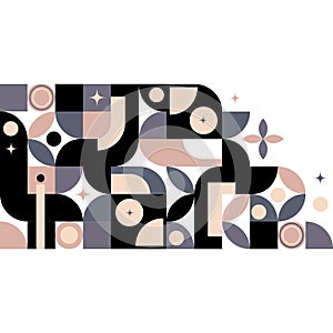 Modern Abstract Geometric Pattern background banner design in Neutral Tones.Neo geo style geometric design.Vector photo