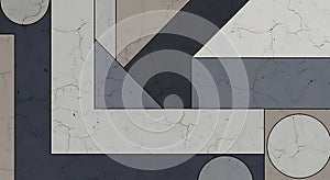 Modern abstract geometric pattern with marble texture and cracked surface effect