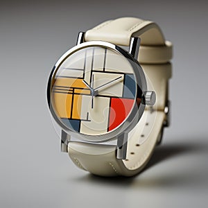 Modern Abstract Geometric Pattern Watch Inspired By Mondrian
