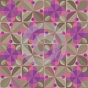 Modern abstract geometry violet flowers patterns