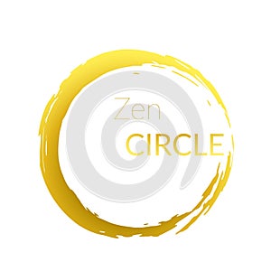 Modern abstract golden brush painted circle over white