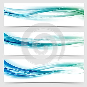 Modern abstract green blue line header collection