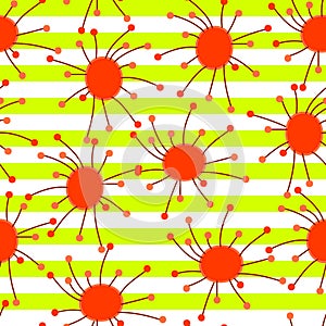 Modern Abstract Hand Drawn Flowers Seamless Pattern Vector illustration