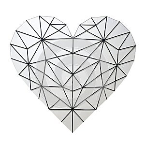 Geometric Polygonal Heart on White