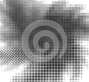 Modern abstract image with black white pixel background on halftone white background for banner design