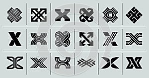 Modern abstract initial X letter logo set