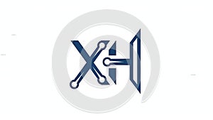Modern Abstract Initial XH Letter Shape Logo Design Template Element, Generative AI