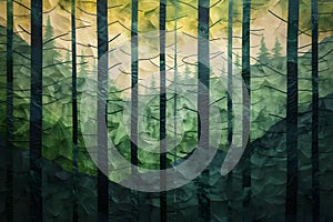 Modern abstract interpretation of a forest,Organic Reverie,Modern Abstract Forest.