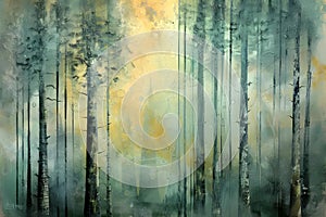 Modern abstract interpretation of a forest,Organic Reverie,Modern Abstract Forest.