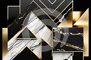 Modern abstract marbled art deco background, marble mosaic. Agate stone texture, granite, jasper. Ornamental black white gold