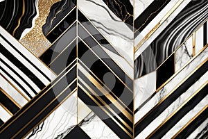 Modern abstract marbled background, marble mosaic. Agate stone texture, granite, jasper. Ornamental black white gold marble tiles