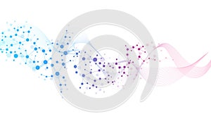 Modern abstract molecules structure for science or medical background. DNA helix or atom visualization. Molecular wave