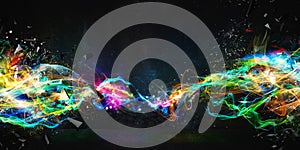 Modern abstract motion banner on dark background photo