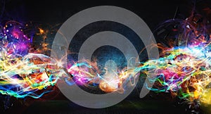 Modern abstract motion banner on dark background photo