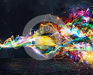 Modern abstract motion banner on dark background