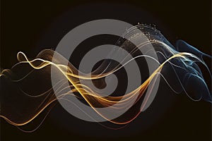 Modern abstract motion banner on dark background. Created with Generative AI technology.