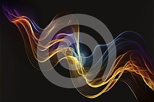 Modern abstract motion banner on dark background. Created with Generative AI technology.