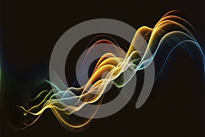 Modern abstract motion banner on dark background. Created with Generative AI technology.