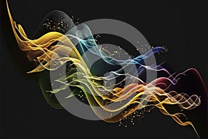 Modern abstract motion banner on dark background. Created with Generative AI technology.