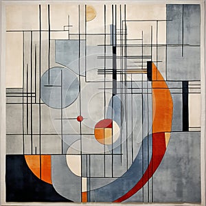Modern Abstract Painting With Geometric Shapes And Lines