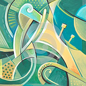 Modern abstract painting on a musical theme, hand painted