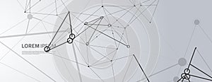 Modern abstract pattern with molecules connect on light background. Network connection structure. Light connection