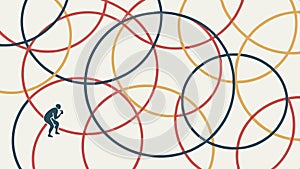 Modern abstract pattern of overlapping geometric circles and lines vector design Generative AI