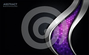 Modern abstract purple tech with silver line and dark carbon background