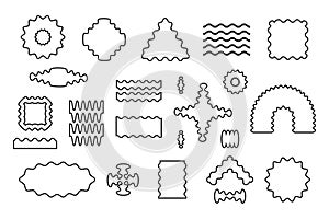 Modern Abstract random black outline odd wavy shapes flat icons set design elements on white